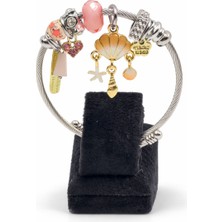 Pangu Deniz Kabuğu ve Yıldız Detaylı Altın Renk Çelik Charm Bileklik