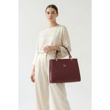 Gaia Rinaldi Kadın Bordo Çok Bölmeli Omuz Çantası, Ayarlanabilir Uzun Askılı, El Çantası