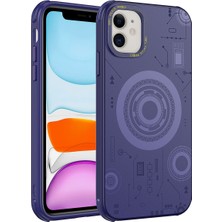 Apple iPhone 11 Kılıf Gnst Wireless Şarj Özellikli Desenli Hot Kapak-Derin Mor