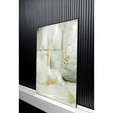 KutuTR Modern Soyut Mermer Dokulu Gold Detaylı Temperli Cam Tablo 50X70 cm 2d Uv Baskı - YCT224