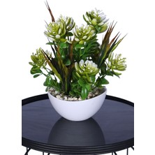 Yapay Çiçek Sitesi Mini Saksıda Yapay Sukulent Bahçesi 26 cm