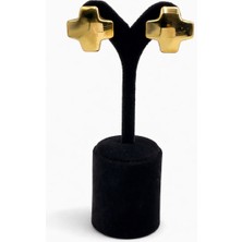 Pangu Altın Renk Artı Form Çelik Küpe