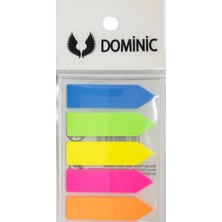 Modellino 100 Adet Ok Şeffaf Renkli Dominic 5 RENKX20 Kitap Ayracı Ayraç Not Kağıdı - 1 Paket