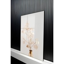 KutuTR Soft Beyaz Zemin Üzeri Okaliptüs Yaprağı Desenli Temperli Cam Tablo 50X70 cm 2d Uv Baskı - YCT247