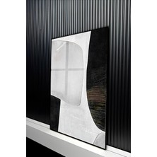 KutuTR Minimalist Siyah Beyaz Soyut Geometrik Desenli Temperli Cam Tablo 50X70 cm 2d Uv Baskı - YCT271