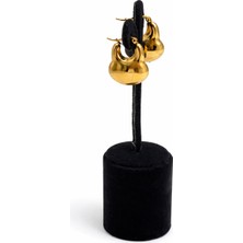 Pangu Altın Renk Bombeli Sallantılı Çelik Küpe