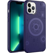 Gns Store Apple iPhone 13 Pro Kılıf Gnst Wireless Şarj Özellikli Desenli Hot Kapak-Derin Mor