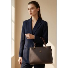 Gaia Rinaldi Kadın Koyu Kahverengi Çok Bölmeli Omuz Çantası, Ayarlanabilir Uzun Askılı, El Çantası