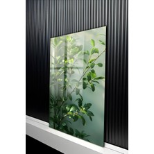 KutuTR Canlı Yeşil Yapraklar ve Doğal Bitki Temalı Temperli Cam Tablo 50X70 cm 2d Uv Baskı - YCT168