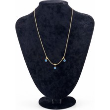 Pangu Altın Renk Çoklu Nazar Boncuk Detaylı Çelik Kolye