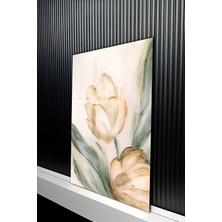 KutuTR Modern Yağlı Boya Görünümlü Lale Tasarımlı Temperli Cam Tablo 50X70 cm 2d Uv Baskı - YCT293