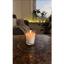 Tolga's Workshop Cam Bardak Hazneli Dekoratif El Yapımı Kokusuz Beyaz Mum – Uzun Yanış Süreli