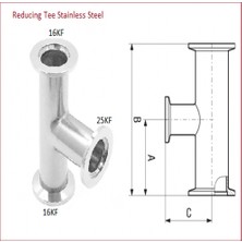 KF-16X25X16 Tee Redüktör (Paslanmaz Çelik Vakum Bağlantı Parçası)