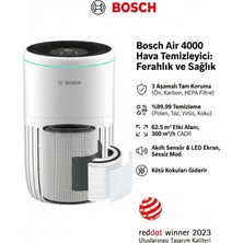 Bosch 62.5m² Geniş Salon ve Ofisler Için Geliştirilmiş %99.9 Virüs ve Bakteri Temizleme Özelliğine Sahip 3 Katmanlı Filtreli Akıllı Hava Temizleme Cihazı