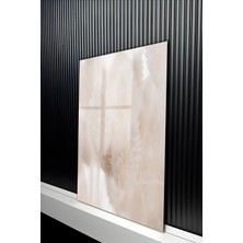 KutuTR Minimalist Soft Krem Çiçek Temalı Temperli Cam Tablo 50X70 cm 2d Uv Baskı - YCT259