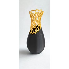Altın Dokunuşlu Modern Tasarım 3D Dekoratif Vazo