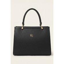 Gaia Rinaldi Kadın Siyah Çok Bölmeli Omuz Çantası, Ayarlanabilir Uzun Askılı, El Çantası