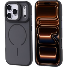 Gns Store iPhone 17 Pro Max Kılıf M-Safe Şarj Özellikli Kamera Standlı Zore Notron Kapak - Siyah