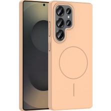 Gns Store Galaxy S25 Ultra Kılıf Magsafe Şarj Özellikli Gnst Ruby Silikon Kapak - Desert Titanyum