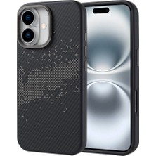 Gns Store iPhone 16 Kılıf Magsafe Şarj Özellikli Karbon Fiber Tasarımlı Gnst Vave Kapak-Gri-Gri