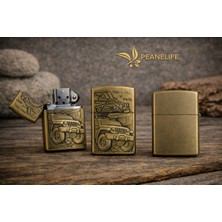 Peanelife 4x4 Off-Road Araç Desenli Benzinli Metal Çakmak 5,6 cm – Klasik Kapaklı