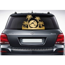 Sticker Dizayn Palmiye Deniz Kumsal Yunus Sticker - 4x4 Offroad Karavan Araba Oto Cam Motosiklet Sticker - 00133