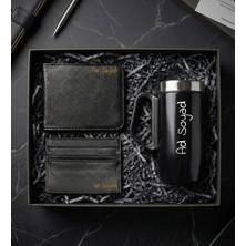 Kişiye Özel Bardak Termos & Suni Deri Erkek Cüzdan & Kartlık Erkeğe Hediye Seti