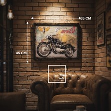 İki Yedi Konsept Vintage Motosiklet Kabartmalı Metal Tablo 55X45 cm Retro Duvar Dekoru Ofis Bar Garaj Motor Tutkunu