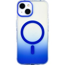 Gns Store iPhone 13 Kılıf M-Safe Şarj Özellikli Transparan Renk Geçişli Gnst Toros Kapak - Mavi