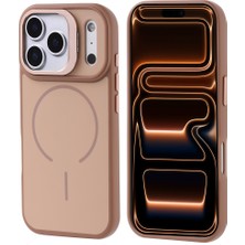Gns Store iPhone 17 Pro Max Kılıf M-Safe Şarj Özellikli Kamera Standlı Zore Notron Kapak - Gold