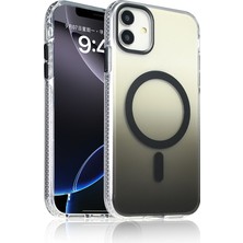 Gns Store iPhone 11 Kılıf M-Safe Şarj Özellikli Transparan Renk Geçişli Zore Toros Kapak - Siyah