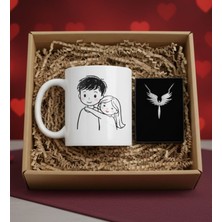 Çiftlere Özel Sevgili Tasarımı Baskılı Kupa & Melek Kolye Hediye Seti