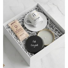 Kişiye Özel Isimli Türk Kahve Fincanı & Kişiye Özel Metal Kutulu Mum & Tek Kullanımlık Kahve Hediye Seti