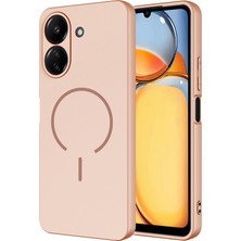 Gns Store Redmi 13C Kılıf M-Safe Şarj Özellikli Zore Meta Kapak - Rose Pembe