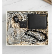 Kişiye Özel Viski Bardağı & Benzinli Çakmak & Cüzdan & Tesbih Erkeğe Hediye Seti