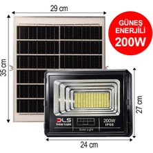 Dls 200W Güneş Enerjili Solar LED Projektör Harici Solar Panelli, 5 Metre Kablolu, Hareketli Konsollu, Dış Mekan Bahçe Güvenlik Aydınlatma 501-200