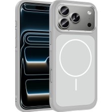 iPhone 17 Pro Kılıf M-Safe Şarj Özellikli Metal Kamera Çerçeveli Gnst Sanremo Silikon Kapak - Beyaz