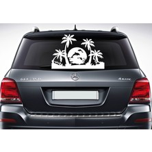 Sticker Dizayn Palmiye Deniz Kumsal Yunus Sticker - 4x4 Offroad Karavan Araba Oto Cam Motosiklet Sticker - 00133