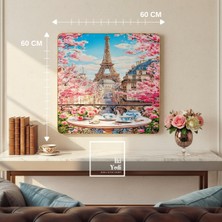 İki Yedi Konsept Paris Eyfel Kulesi 60 x 60 cm Dekoratif Duvar Tablosu Modern Salon Ofis Duvar Dekoru Hediyelik Eşya