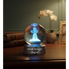 Kişiye Özel 3D Işıklı Kristal Melek Küre Gece Lambası  Sevgiliye Hediye