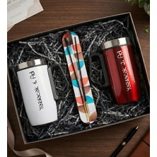 Çiftlere Özel Termoslu Hediye Seti ( Isme Özel Beyaz ve Kırmızı Bardak Termos & Tütsü