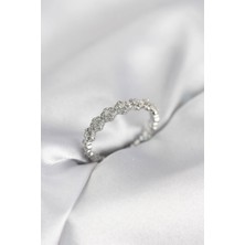 Inure Jewelry Sıralı Çiçek Model Gümüş Renk Zirkon Taşlı Kadın Yüzük