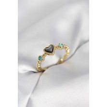 Inure Jewelry Gold Renk Hematit Taşlı Kadın Yüzük