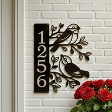 Evsay Modern Ev Numarası Tabelası Kişiselleştirilmiş Kişiye Özel Kuş Dalı Ev Kapı Süsü