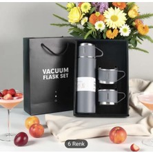  termos seti, paslanmaz çelik termos 500ml, 2 fincan ıle, seyahat seti özel çantalı