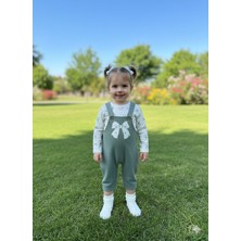 Efemkids 6/24 Ay Kız Bebek Takımı Bahçıvan Tulum Fiyonk Nakışlı Yenidoğan Bebek