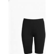 Donlaritta Büyük Beden Yüksek Bel Toparlayıcı Kadın Siyah Tayt & Deniz Şortu & Tankini Altı (Diz Üstü)