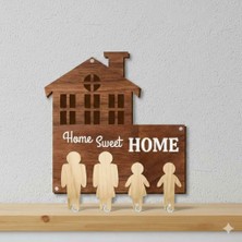 Evsay Dekoratif Ahşap Duvar Anahtarlık, Evim Güzel Evim