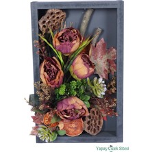 Yapay Çiçek Sitesi Ahşap Çerçeveli Yapay Çiçek Duvar Tablo 25X40 cm Model 1