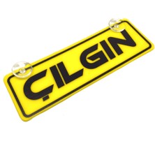 Özgürce Renkli Yazılı Sarı Dekoratif Vantuzlu Cam Süsü